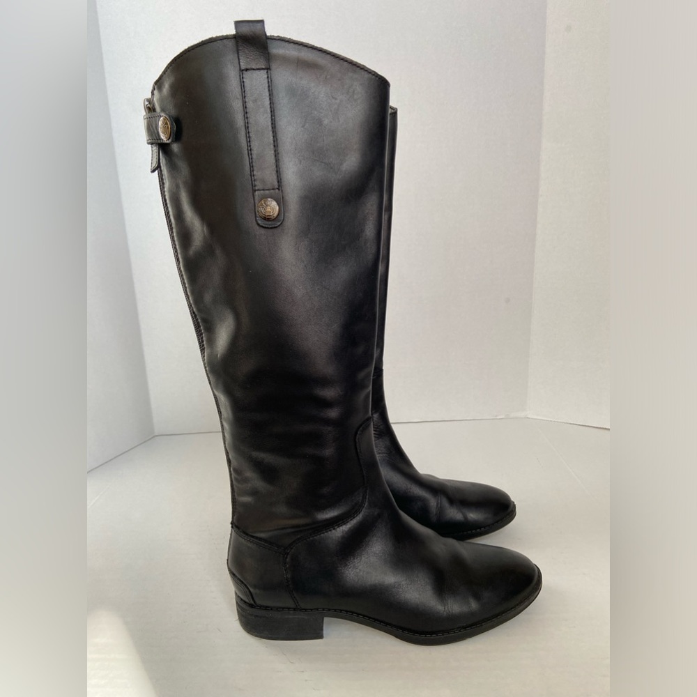 Sam Edelman Penny Womens Leather Riding Boots Black Tall Zip Sz 8.5 M Knee High
